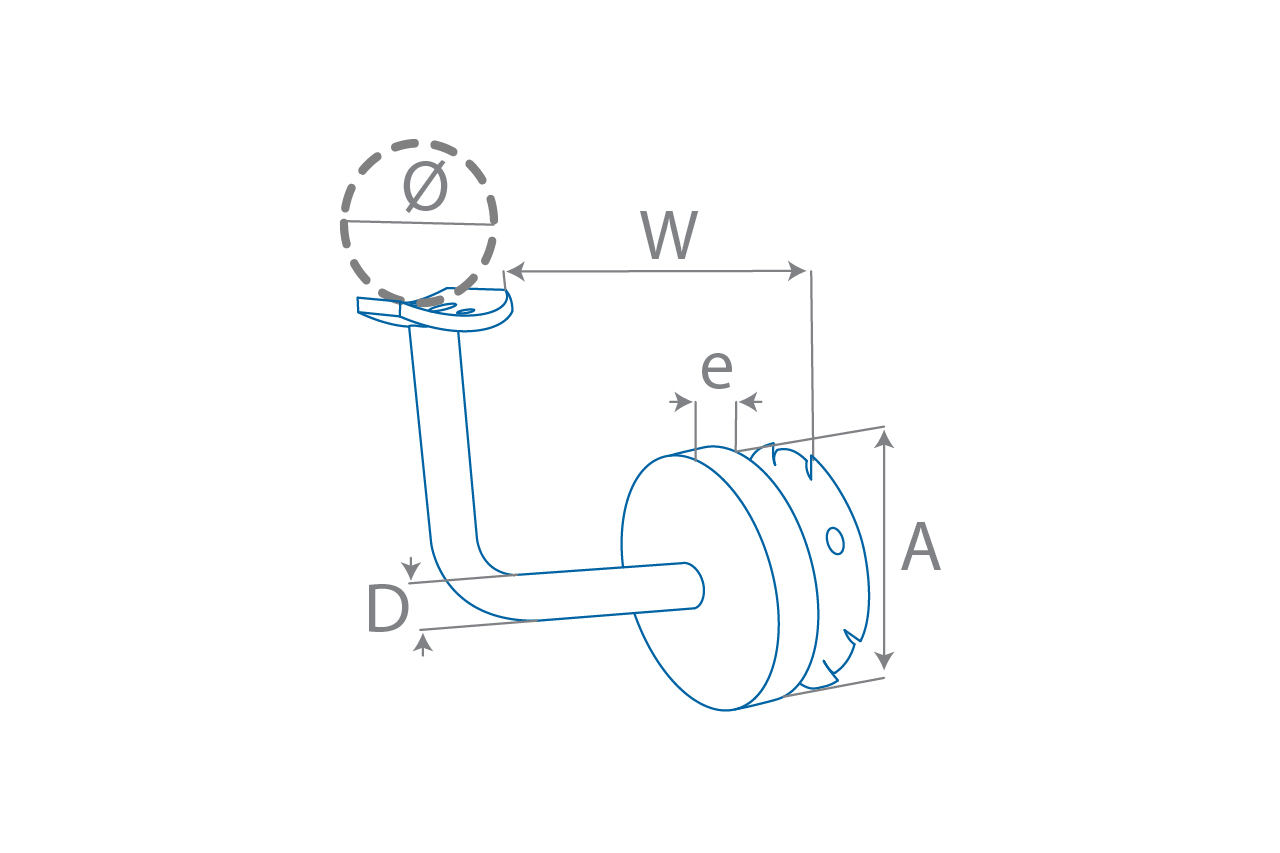 Dessin de définition de support main courante mural à base ronde 42.4 mm Dessin de définition de support main courante mural à base ronde 42.4 mm