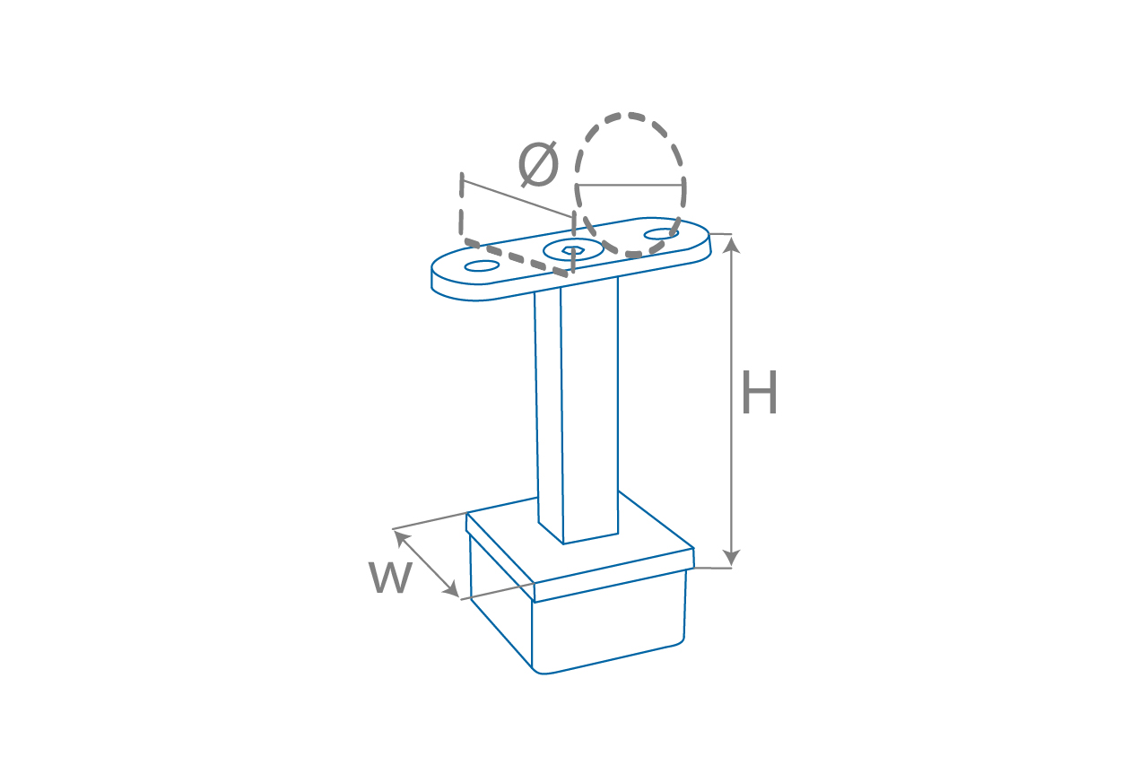 Dessin de définition de support main courante fixe pour tube carré 40x40 mm Dessin de définition de support main courante fixe pour tube carré 40x40 mm