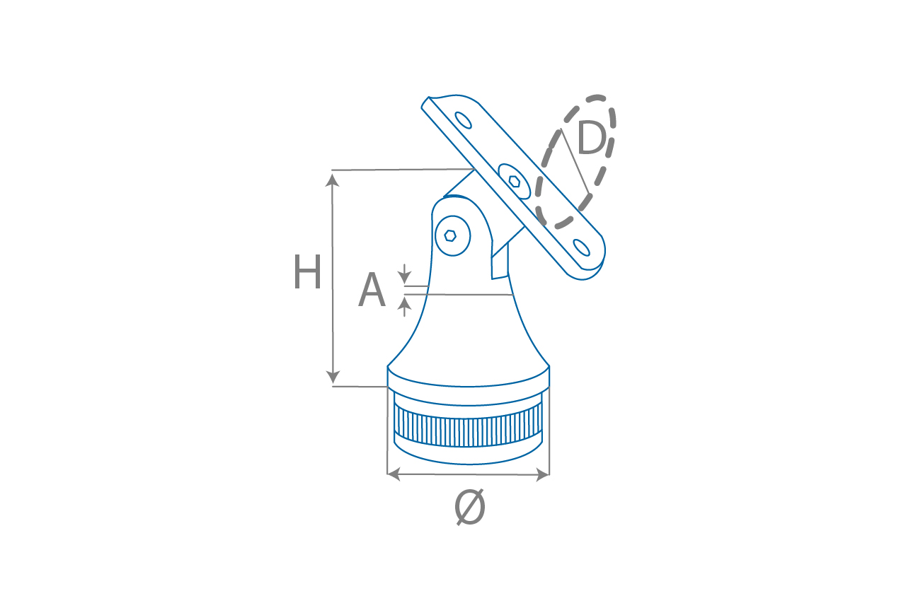 Dessin de définition de support main courante conique orientable pour tube rond 42.4 mm Dessin de définition de support main courante conique orientable pour tube rond 42.4 mm