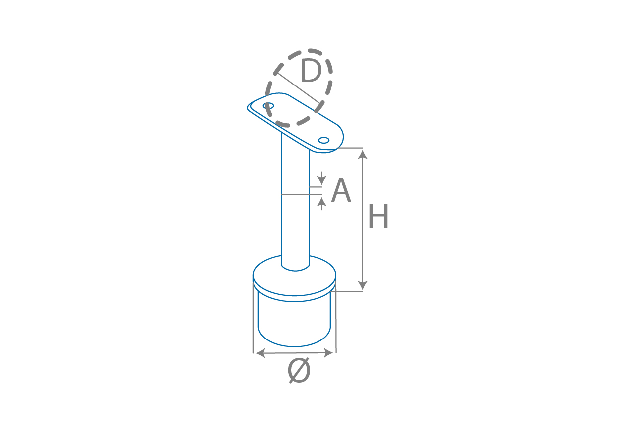 Dessin de définition de support main courante fixe pour tube rond 42.4 mm Dessin de définition de support main courante fixe pour tube rond 42.4 mm