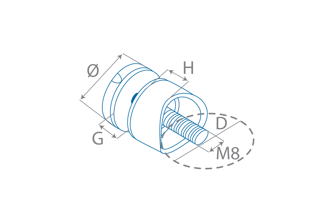 Dessin de définition d'adaptateur pour verre rond G=8-16 mm