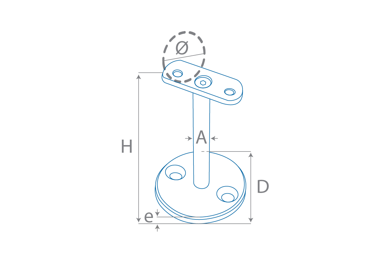 Dessin de définition de support main courante de sol à base ronde brillant 42.4 mm Dessin de définition de support main courante de sol à base ronde brillant 42.4 mm